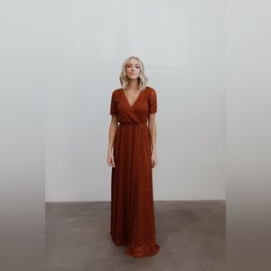 Baltic born Venice lace maxi dress rust